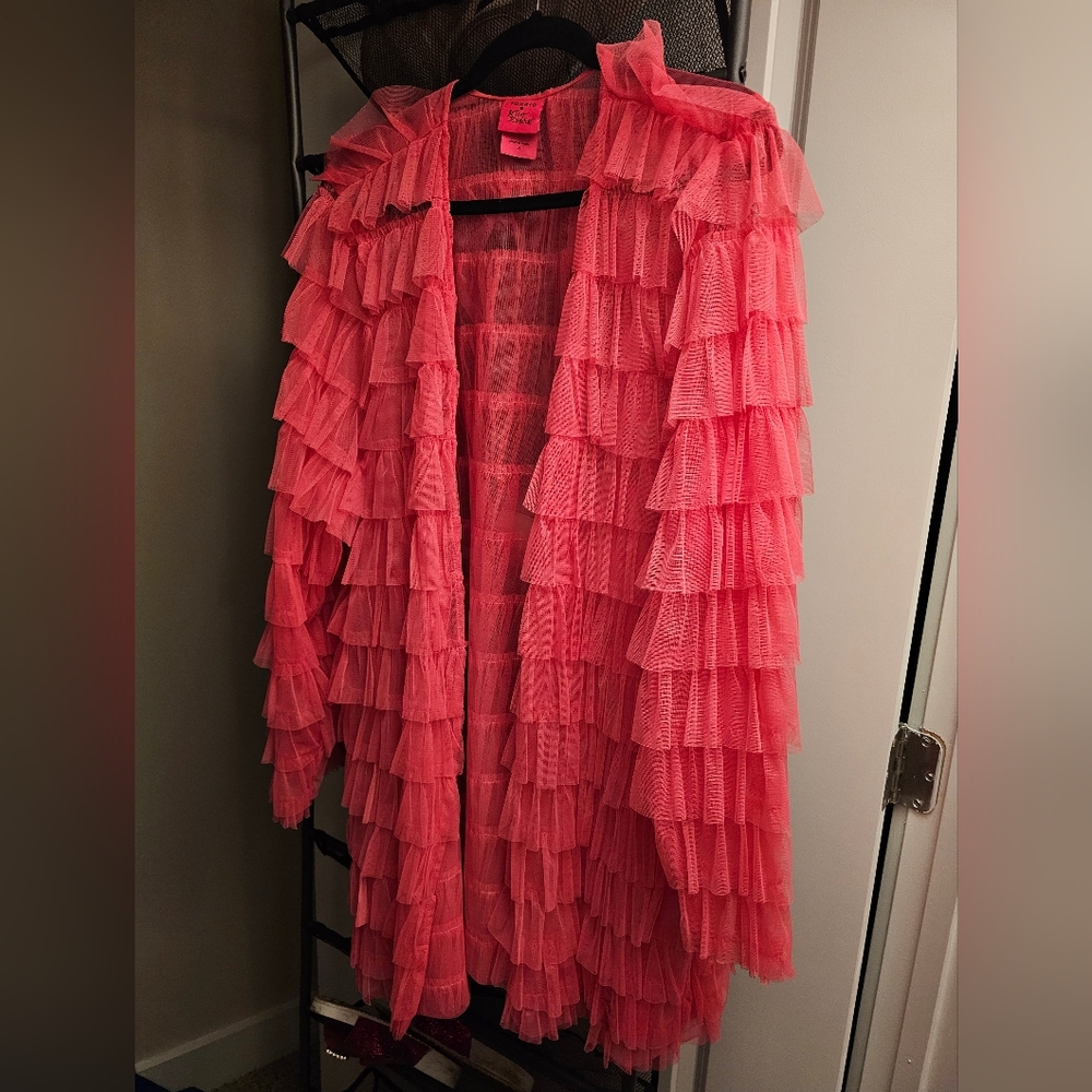 Chic Pink ruffles jacket..Betsy Johnson
